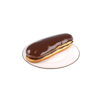 Chocolate Eclair Elegant Plate. Indulgent Dessert And Gourmet Pastry Presentation Isolated On Transparent Background png