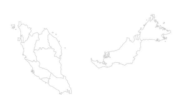 Malaysia Outline Map, High Resolution Template vector