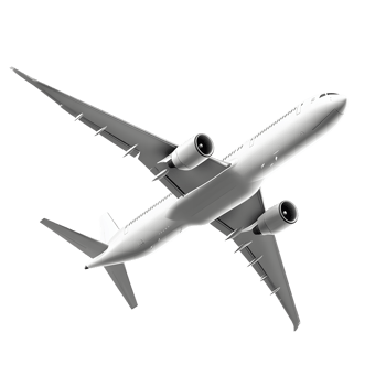 Modern white passenger jet airplane flying high in the sky isolated on transparent background png