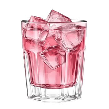 Refreshing pink cocktail with ice cubes in a glass isolated on transparent background png