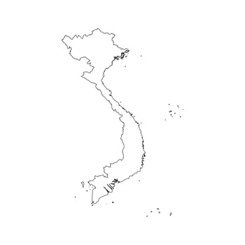 Vietnam Map Outline Vietnamese Country Black White vector