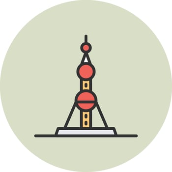 Oriental Pearl Tower Interactive UI Symbol vector