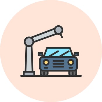 Car Manufacturing Crisp Outline Art Graphic vector