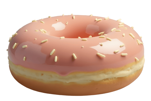 Delicious donut covered in pink glaze looks so tasty png