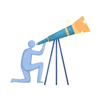 Illustration of Man Looking Through Telescope at Stars vector
