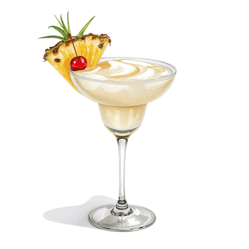 Refreshing tropical cocktail adorned with pineapple and cherry on transparent background png