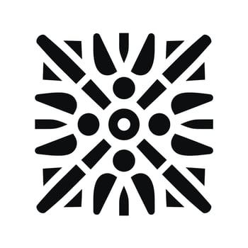 Decorative black and white pattern featuring geometric shapes and figures vector