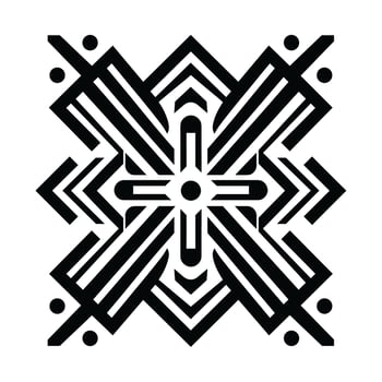 Intricate geometric design featuring bold black lines and striking shapes in modern art style vector