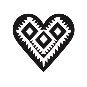 Heart-shaped pattern featuring geometric designs inspired by indigenous art vector