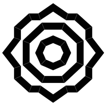 Geometric black and white floral design with layered shapes and symmetry vector