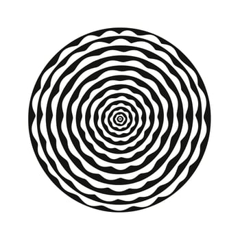 Circular patterns create mesmerizing optical illusion in black and white design vector