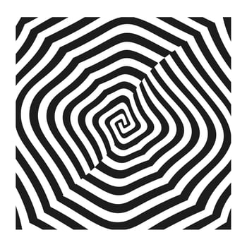 Black and white spiral pattern creating a hypnotic visual effect in a vibrant design vector