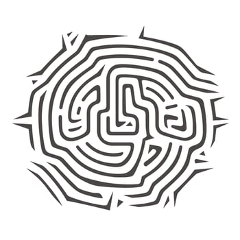 Intricate line art pattern resembling a labyrinth design with thorn-like edges vector