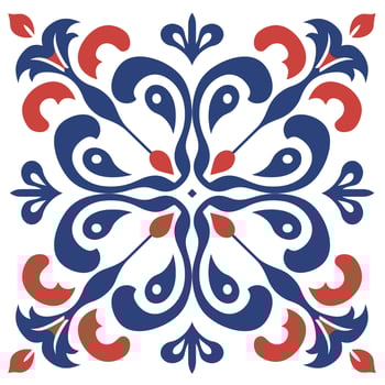 Colorful abstract pattern with blue and red elements inspired by traditional designs vector
