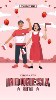 Vertical Indonesian Independence Day Celebration with Flags and Balloons on August vector