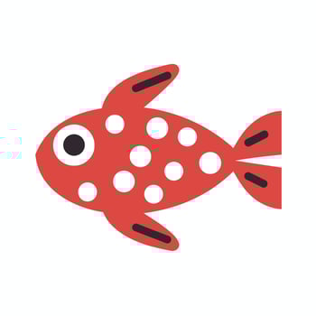 Colorful fish with white spots swimming in a playful underwater environment vector