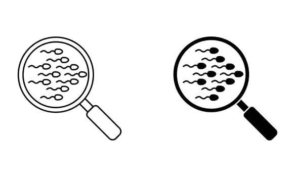 sperm with magnifying glass icon vector