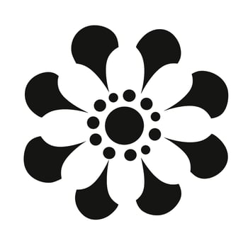 Black floral design featuring rounded petals and a central dot pattern vector