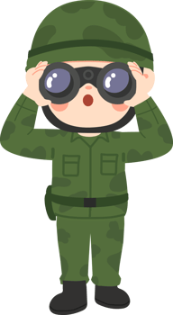 A cartoon soldier with glasses on his head png