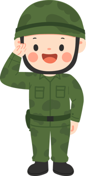 A cartoon soldier saluting png
