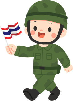 Thailand soldier holding flag png