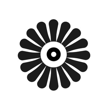 Unique black and white floral design featuring symmetrical petal shapes and central circle vector
