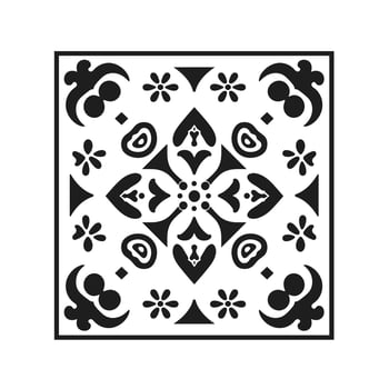 Decorative black and white tile design featuring intricate floral and geometric patterns vector