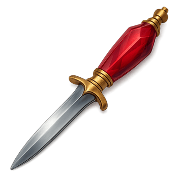 Red jeweled dagger short handle blade vintage ornamental weapon display png