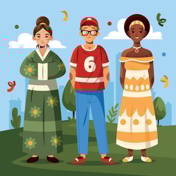Diverse group of three characters vector