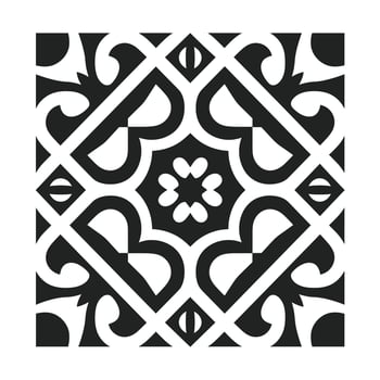 Decorative black and white tile design with curves vector