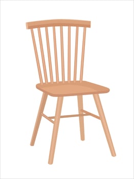 Modern decorative wooden chair . Dinusehold item clipart isolated on white bning chair or wooden chair clipart in flat cartoon style. Interior home furniture vector