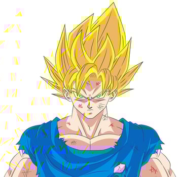 Goku Super Saiyan Damaged Portrait vector