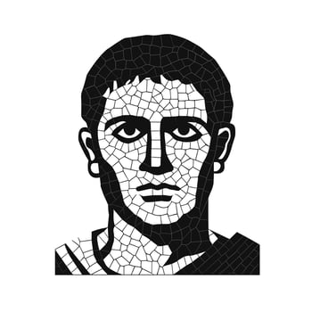 Mosaic portrait of a striking Roman figure vector