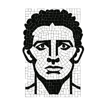 Black and white mosaic face art display vector