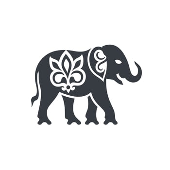 Intricate elephant silhouette art vector
