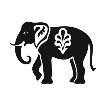 Black elephant silhouette with flowers vector
