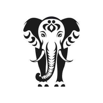 Elegant black elephant silhouette with patterns vector