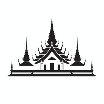 Traditional Thai temple silhouette design vector