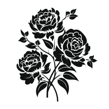 Elegant black floral with three roses vector