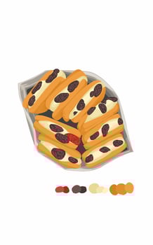 Cream and berry layered biscuits. Cookie with berries and cream sweet food issolated on white vector
