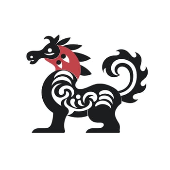 Decorative black and red stylized horse design vector