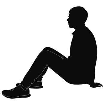 Minimalist Man Sitting Silhouette Illustration vector