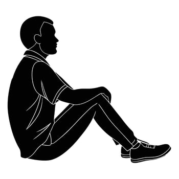 Black Silhouette of Seated Male Figure vector