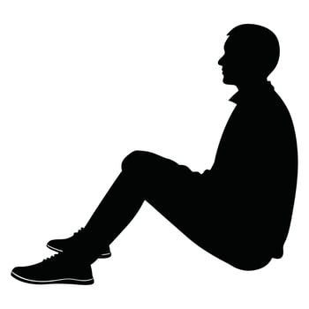 Silhouette of Man Sitting in Relaxed Pose vector