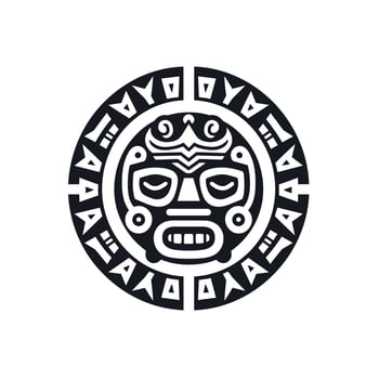 Aztec-inspired design featuring a ceremonial mask vector