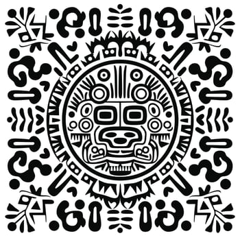 Tribal black and white lion artwork vector