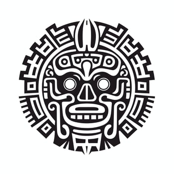 Tribal face in black and white design vector