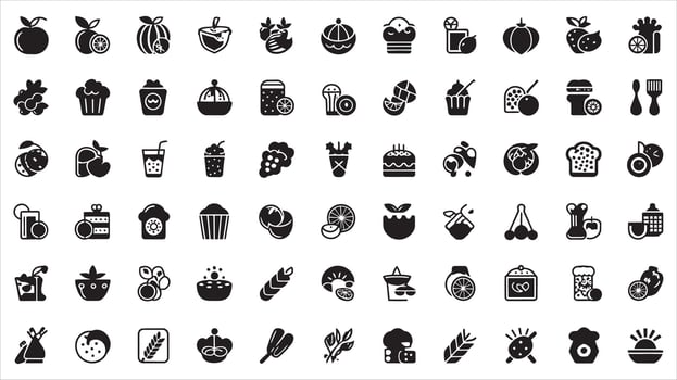 Healthy Food and Drink Icon Pack for Restaurant and Cafe Branding vector