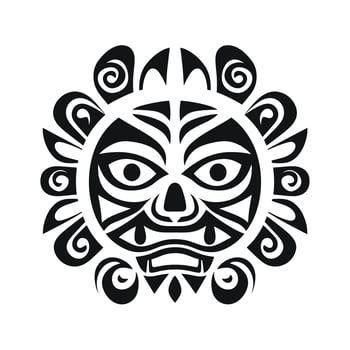 Expressive black tribal sun mask design vector