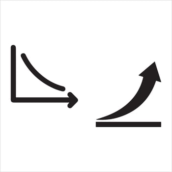 Opposing trend arrows showing decline and growth vector